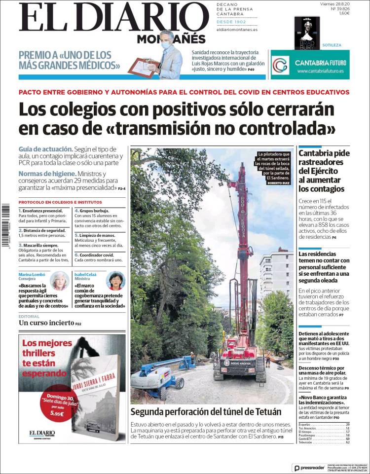 Portada de El Diario Montañés (España)