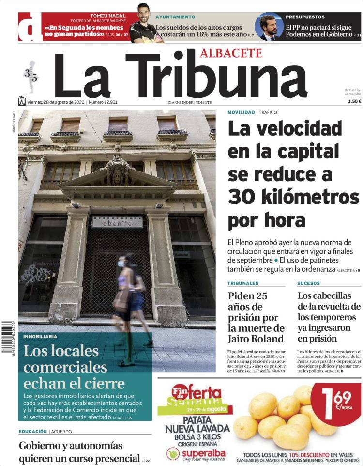 Portada de La Tribuna de Albacete (España)