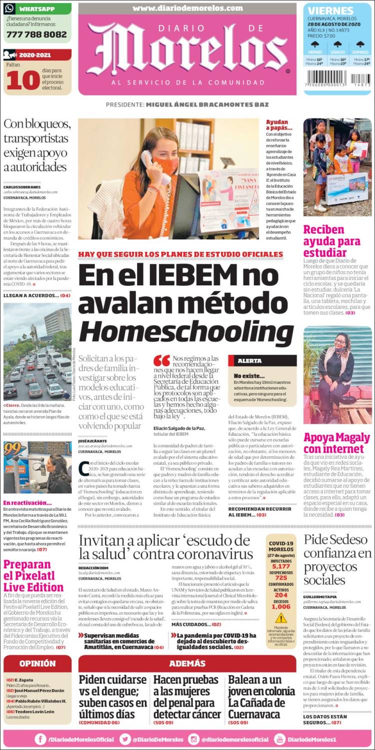 Portada de Diario de Morelos (México)