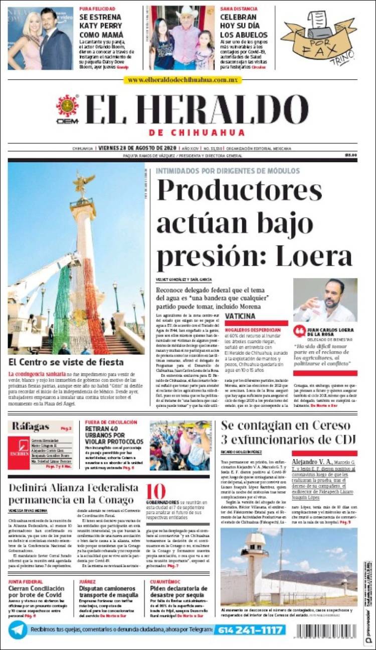 Portada de El Heraldo de Chihuahua (México)