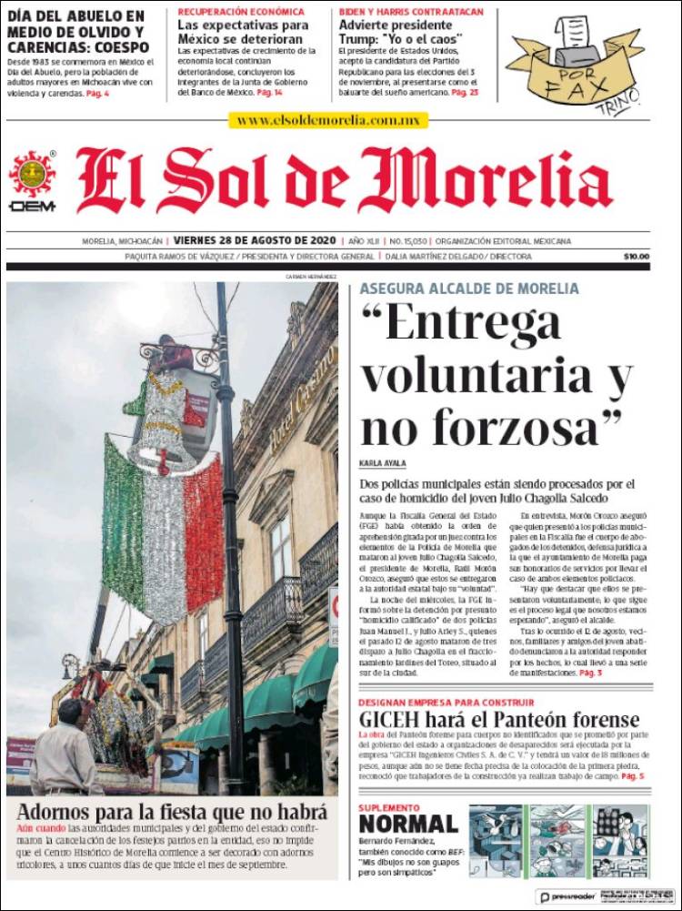 Periódico El Sol de Morelia (México). Periódicos de México. Toda la