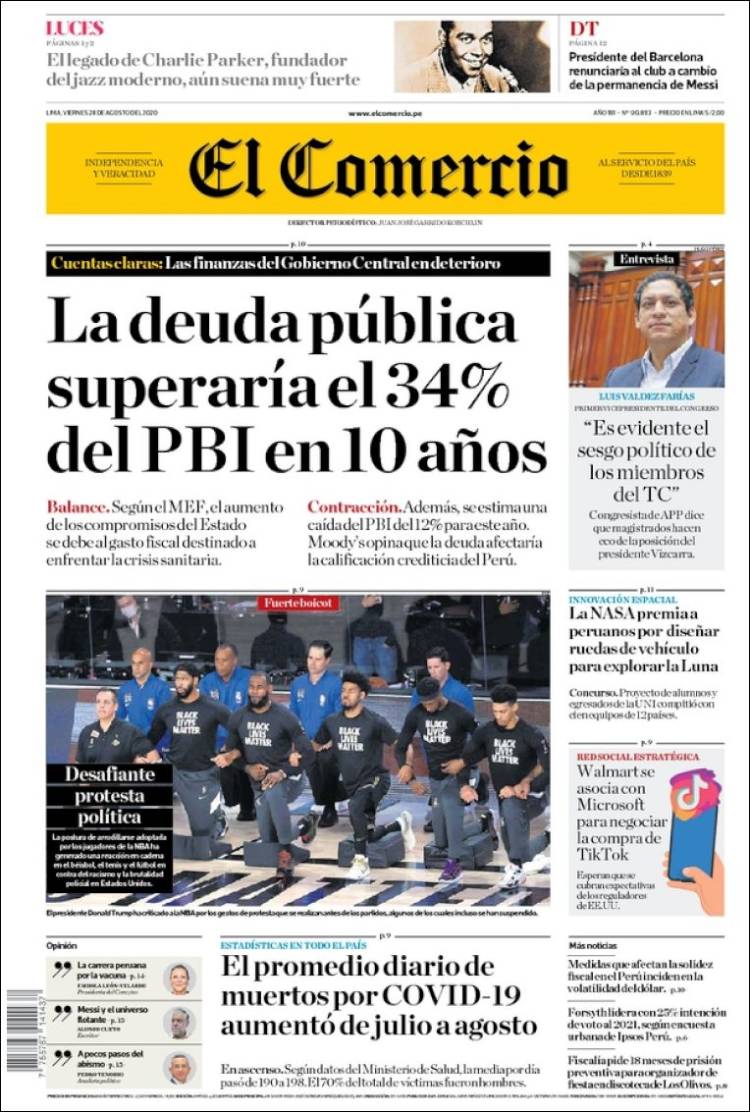 Portada de El Comercio (Perú)