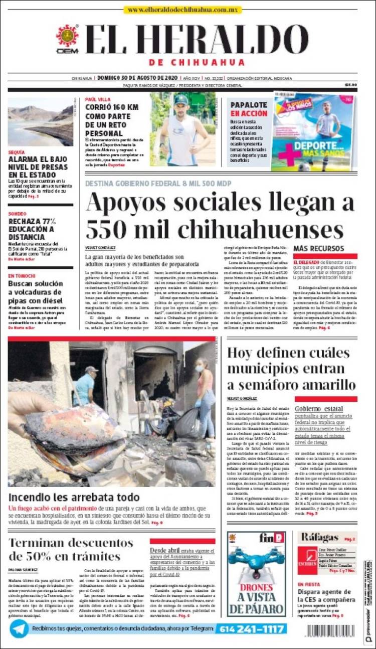 Portada de El Heraldo de Chihuahua (México)