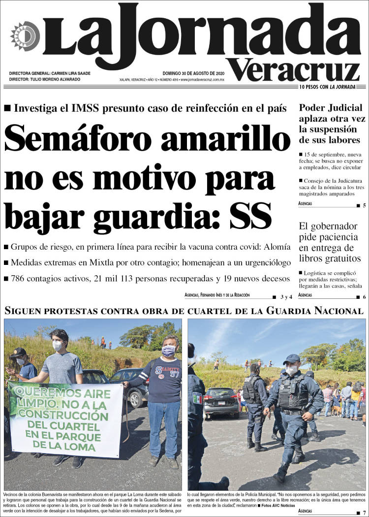 Portada de La Jornada Veracruz (México)