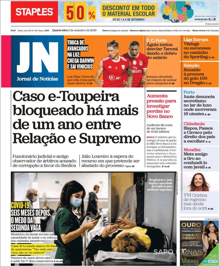Portada de Jornal de Notícias (Portugal)