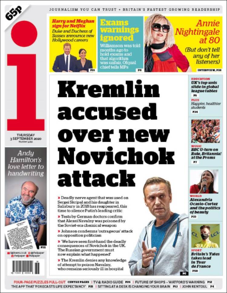 Portada de The i (Reino Unido)