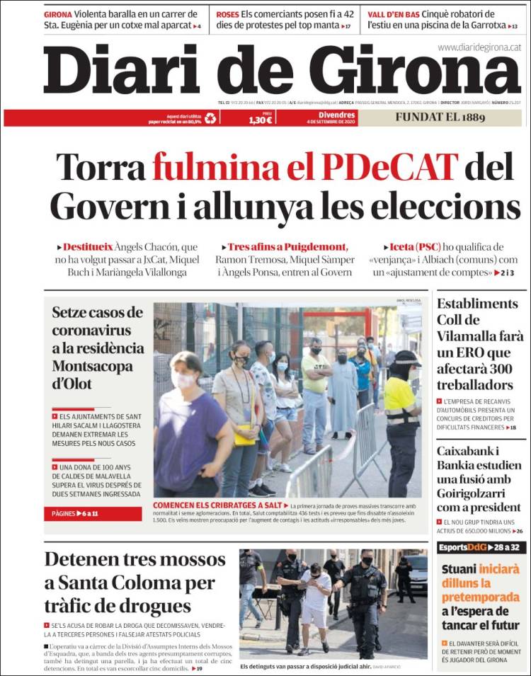 Portada de Diari de Girona (España)