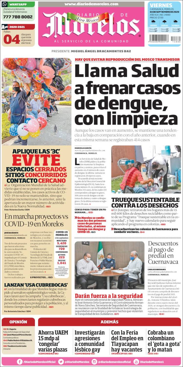 Portada de Diario de Morelos (México)