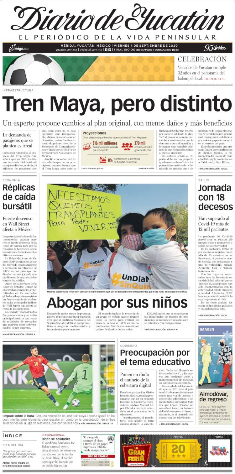 Portada de Diario de Yucatán (México)