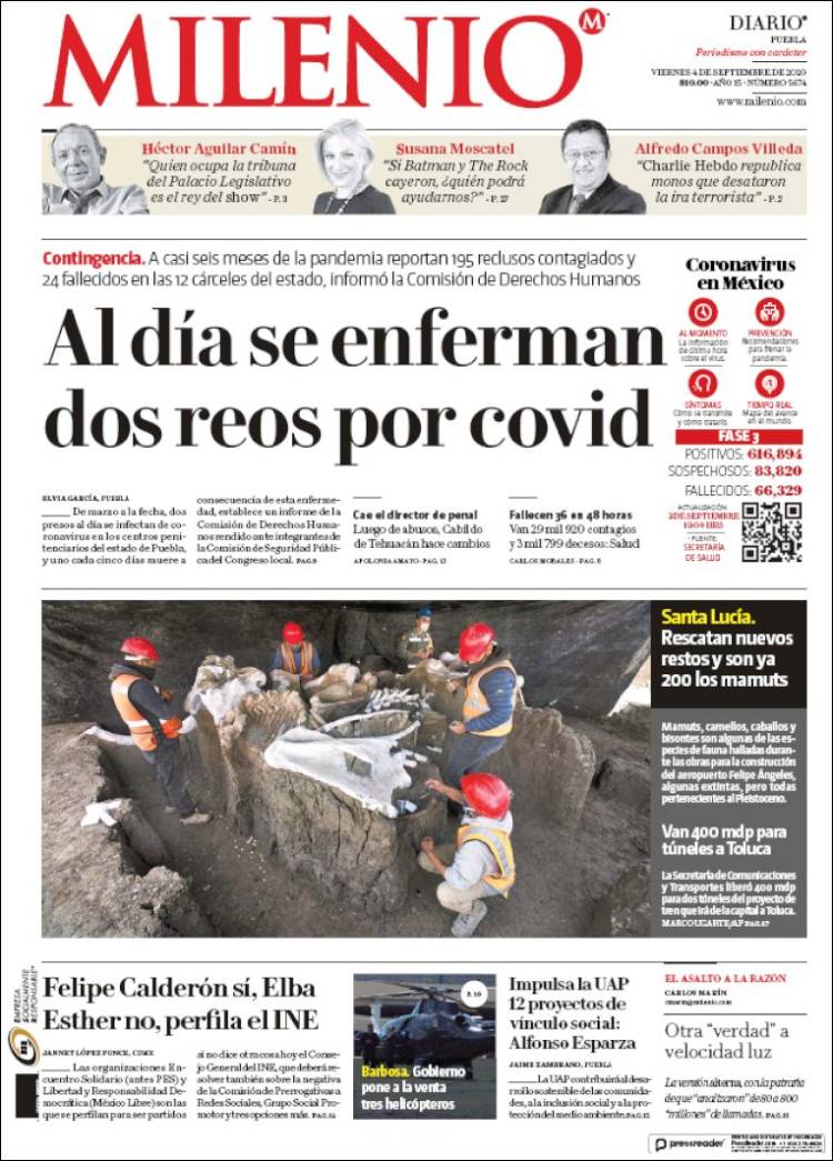 Portada de Milenio de Puebla (México)