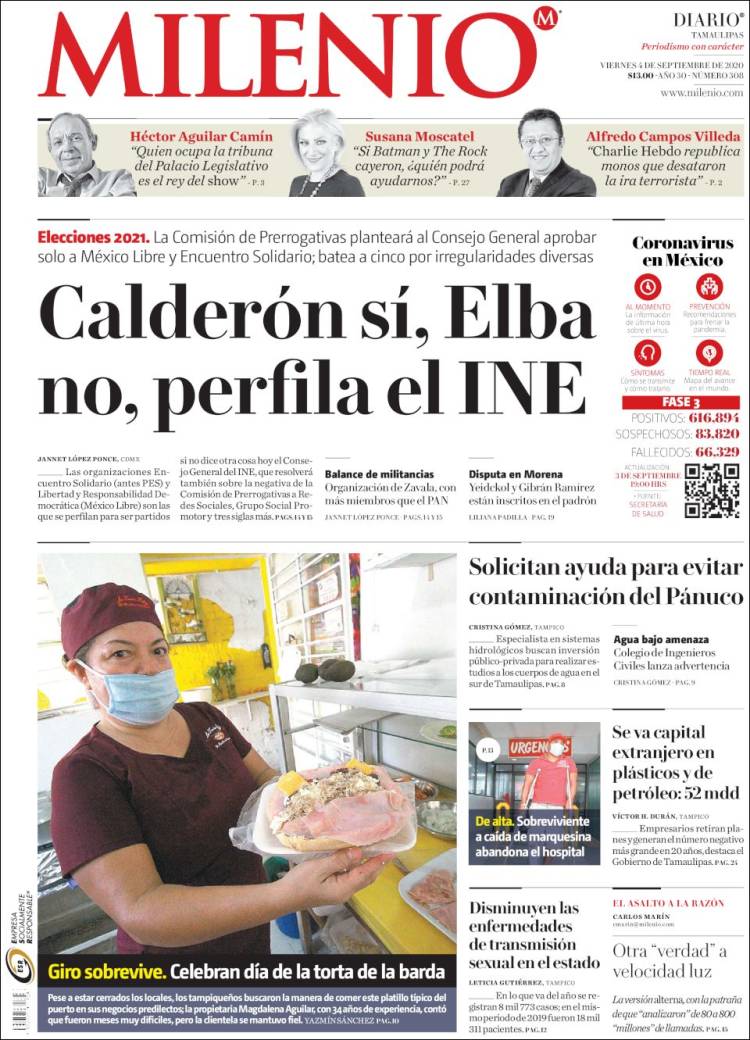 Portada de Milenio - Tamaulipas (México)