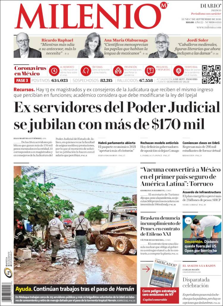 Portada de Milenio - Jalisco (México)