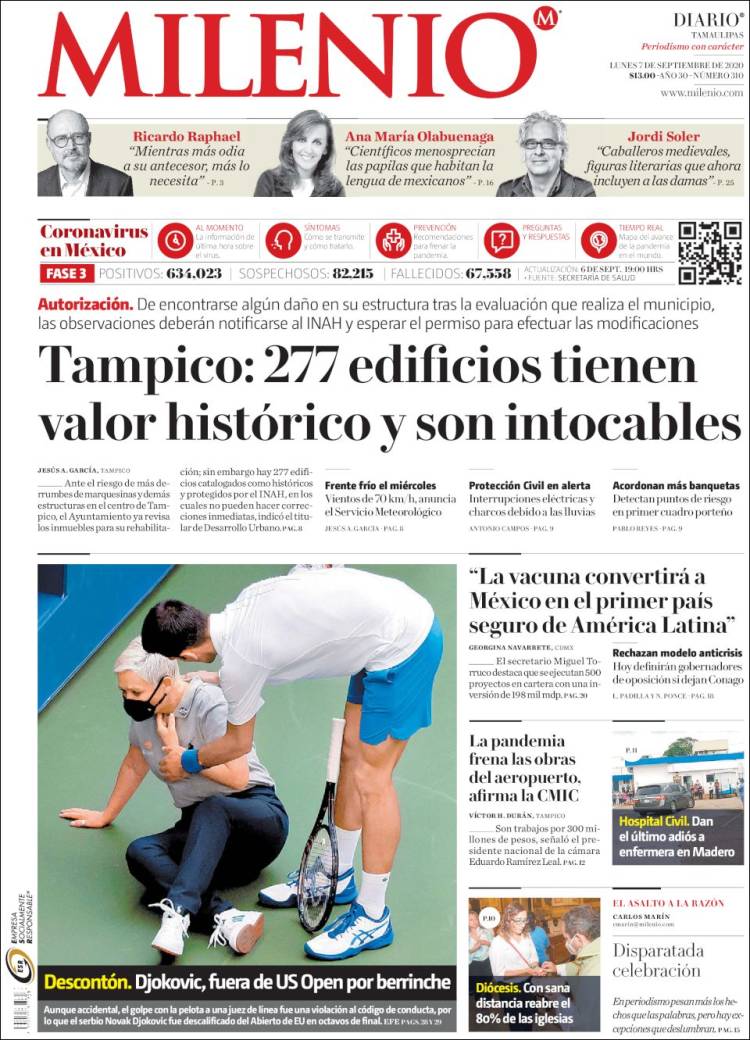 Portada de Milenio - Tamaulipas (México)