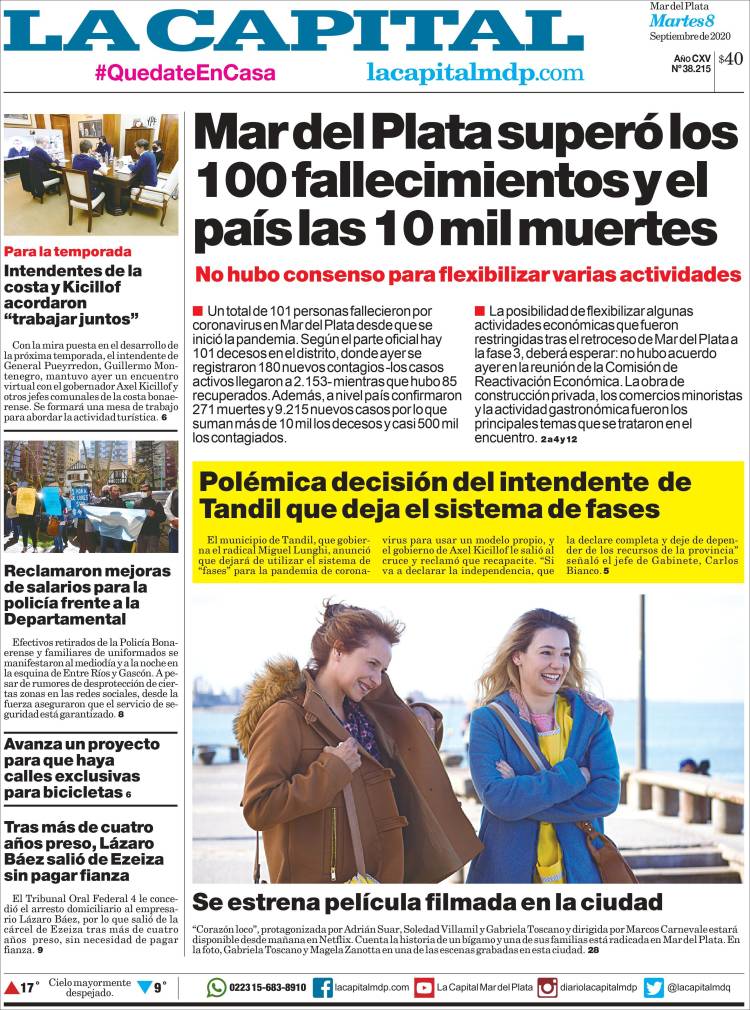 Portada de Diario La Capital - Mar del Plata (Argentina)