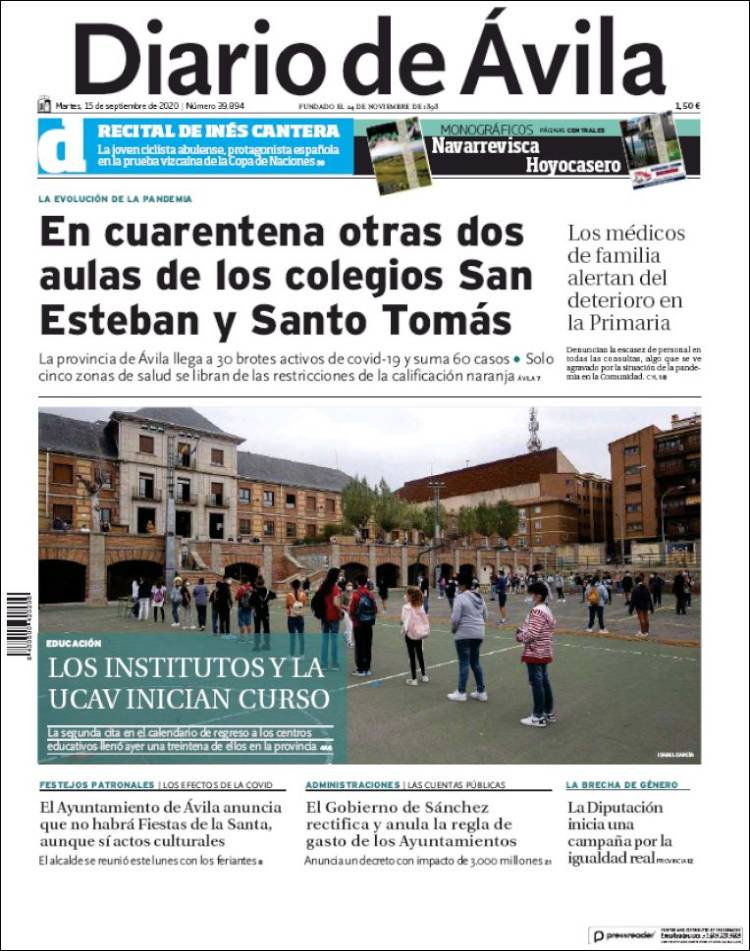 Portada de Diario de Ávila (España)