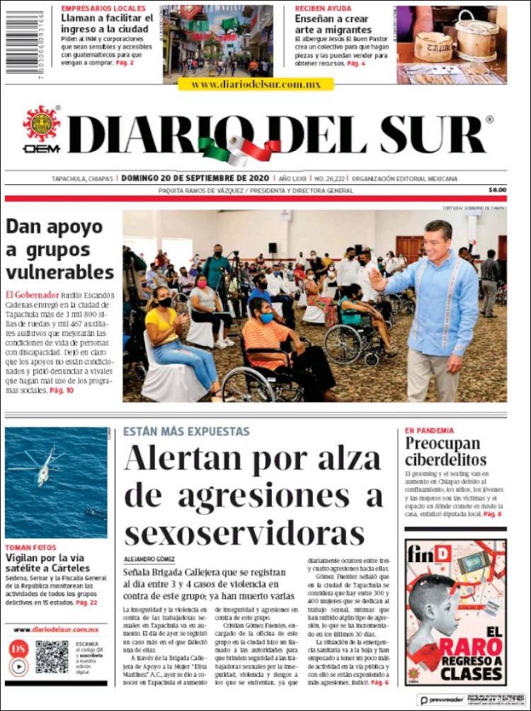 Portada de El Diario del Sur (México)