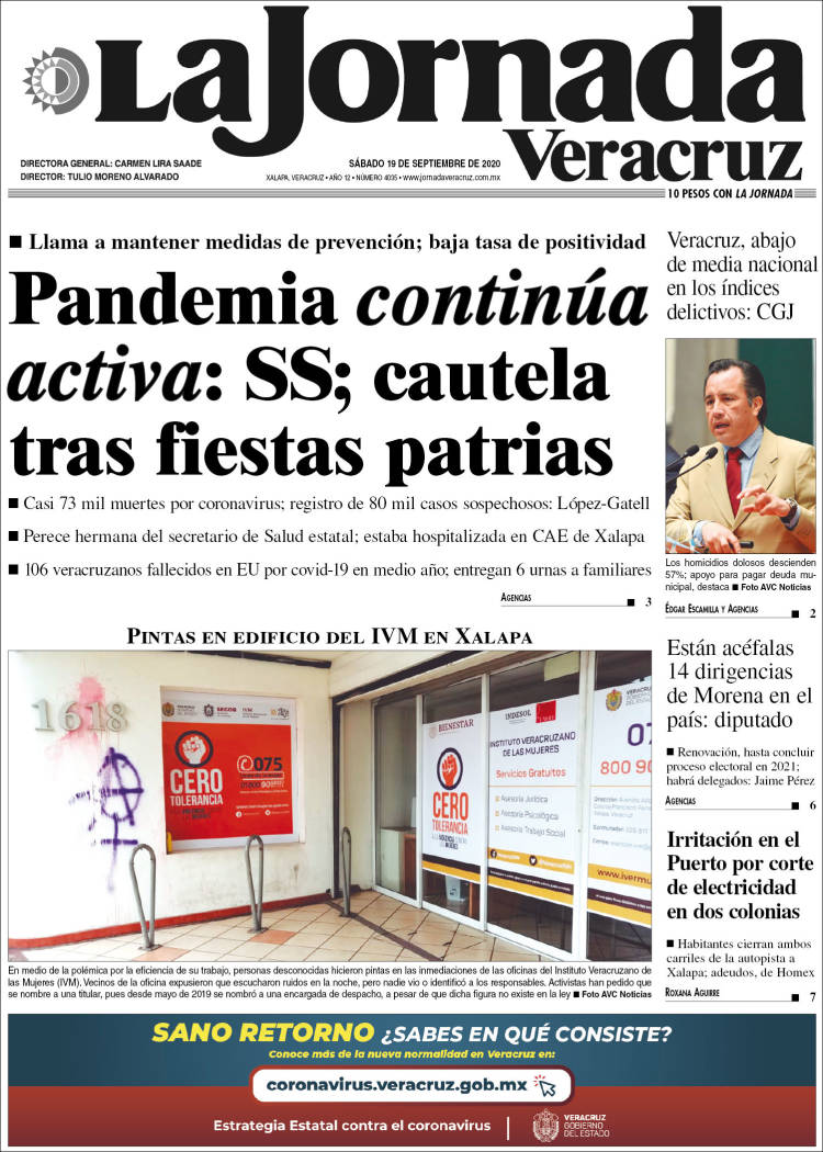 Portada de La Jornada Veracruz (México)