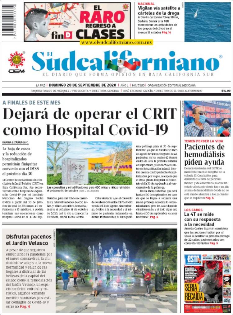 Portada de El Sudcaliforniano (México)