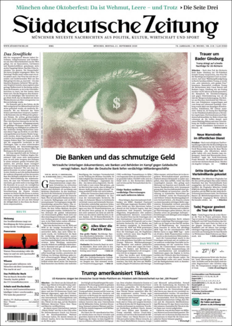 Portada de Sueddeutsche (Alemania)