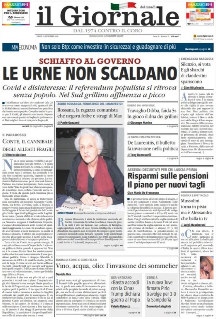 Portada de il Giornale (Italia)