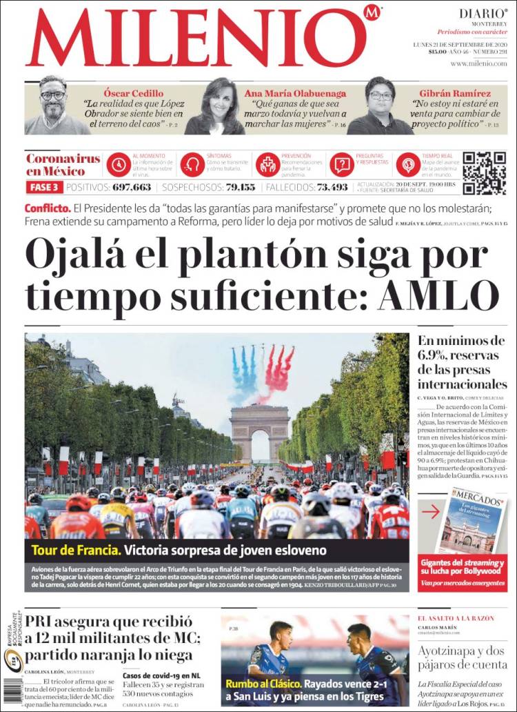 Portada de Milenio de Monterrey (México)