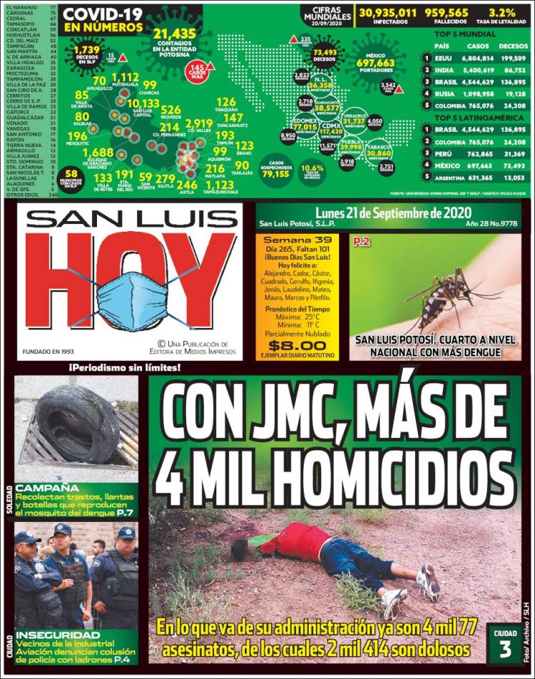 Portada de San Luis Hoy (México)
