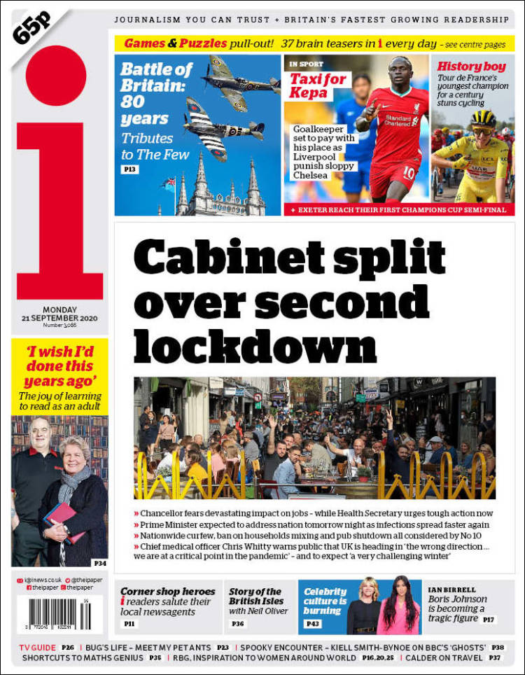 Portada de The i (Reino Unido)