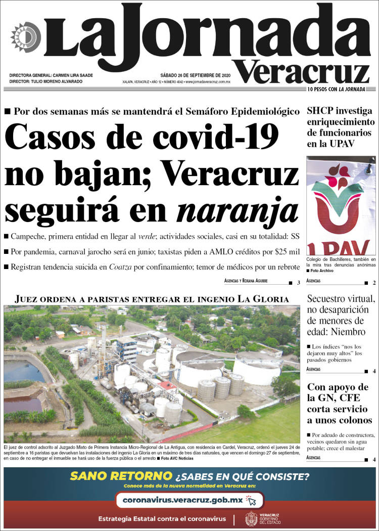 Portada de La Jornada Veracruz (México)