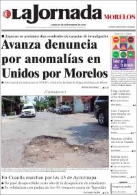 Portada de La Jornada - Morelos (Mexico)