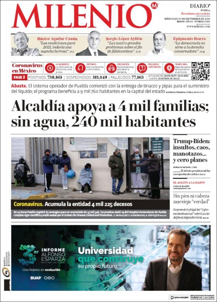 Portada de Milenio de Puebla (México)