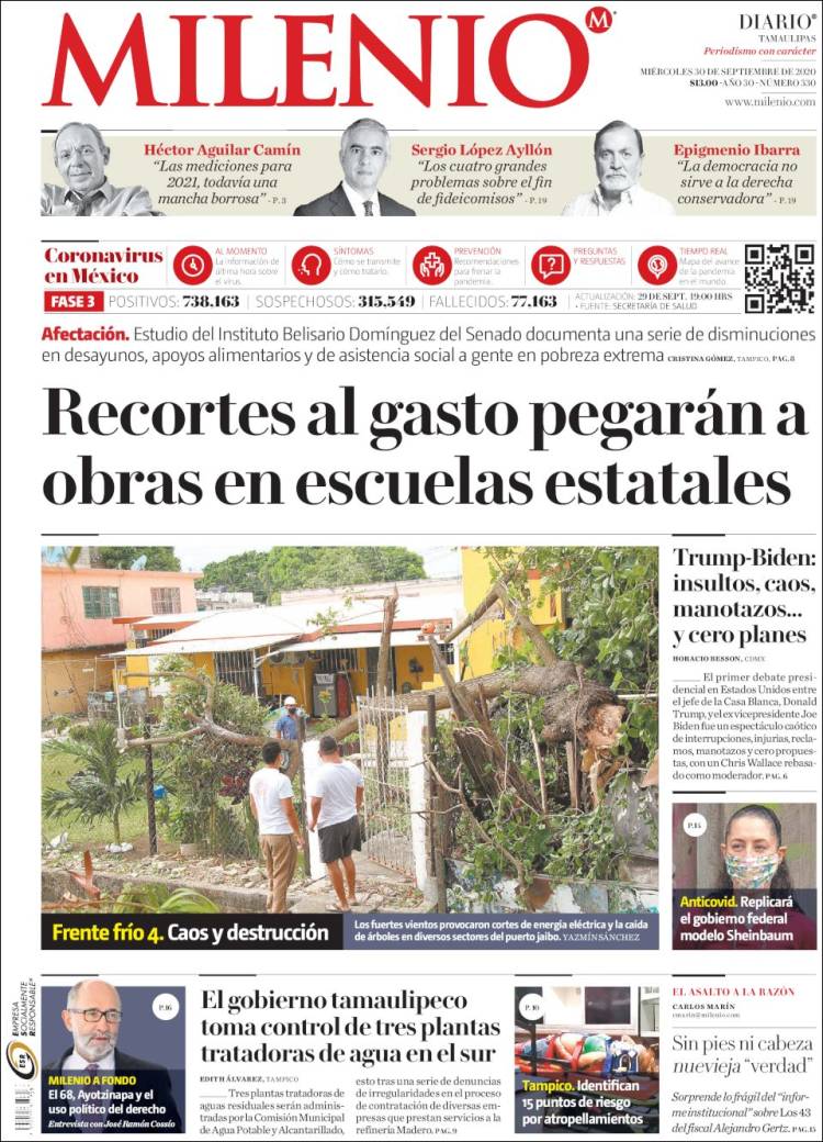 Portada de Milenio - Tamaulipas (México)
