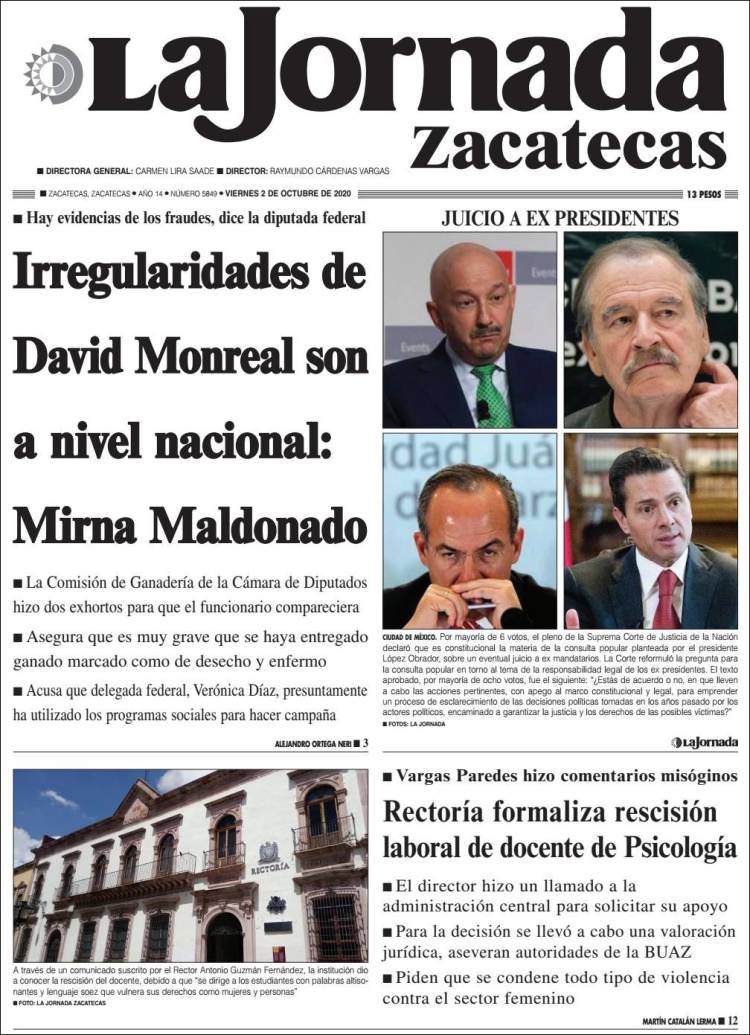 Portada de Jornada de Zacatecas (México)