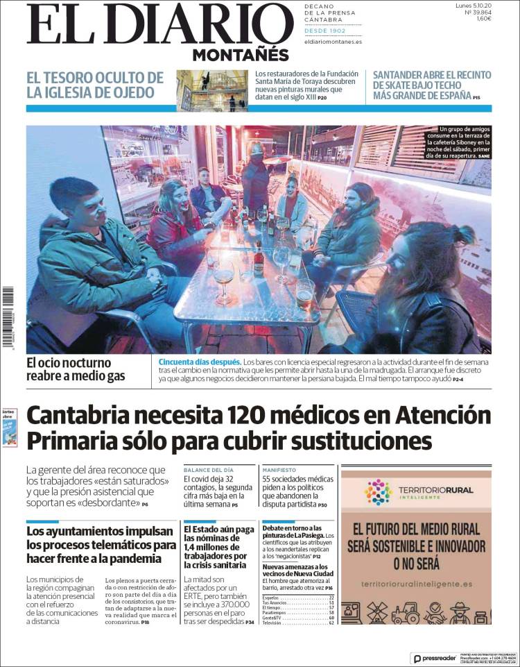 Portada de El Diario Montañés (España)