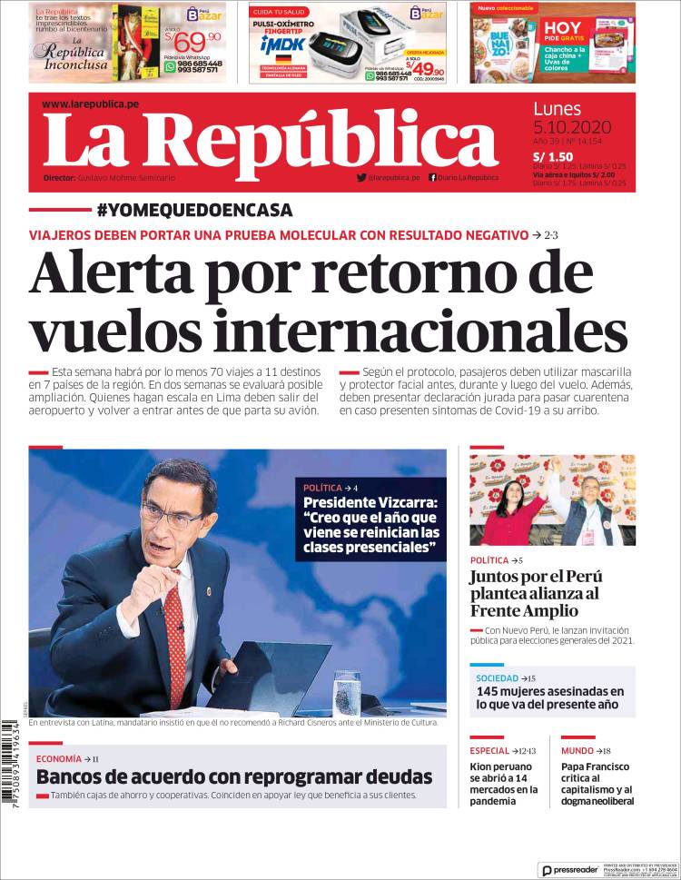 Portada de La Republica (Perú)