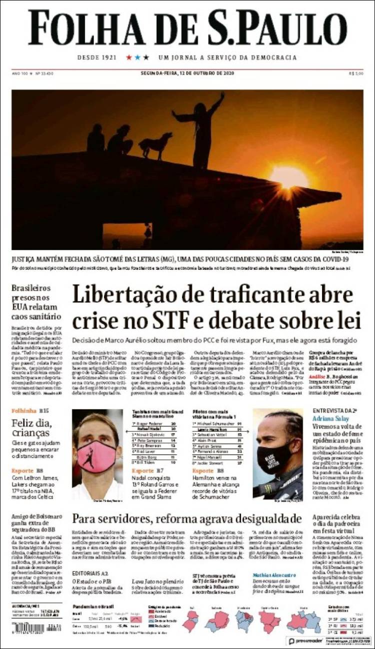 Portada de Folha de São Paulo (Brasil)