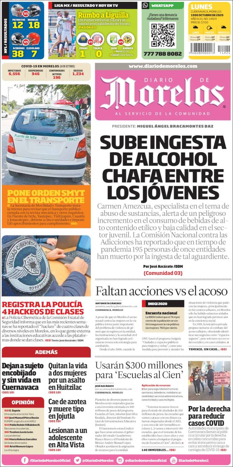 Portada de Diario de Morelos (México)
