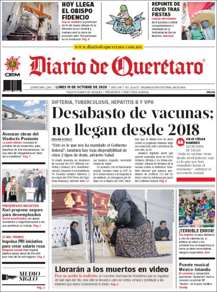 Portada de Diario de Querétaro (México)