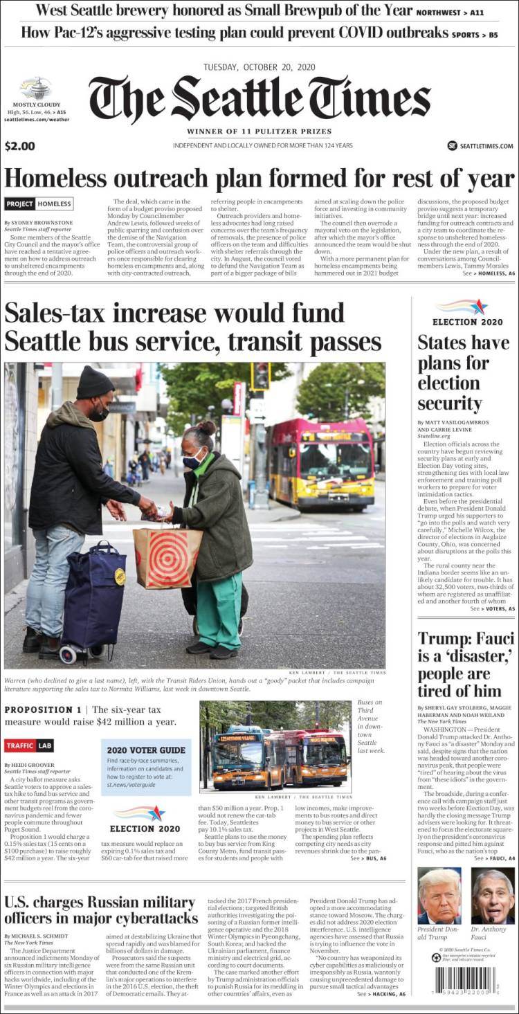 Portada de Seattle Times (USA)