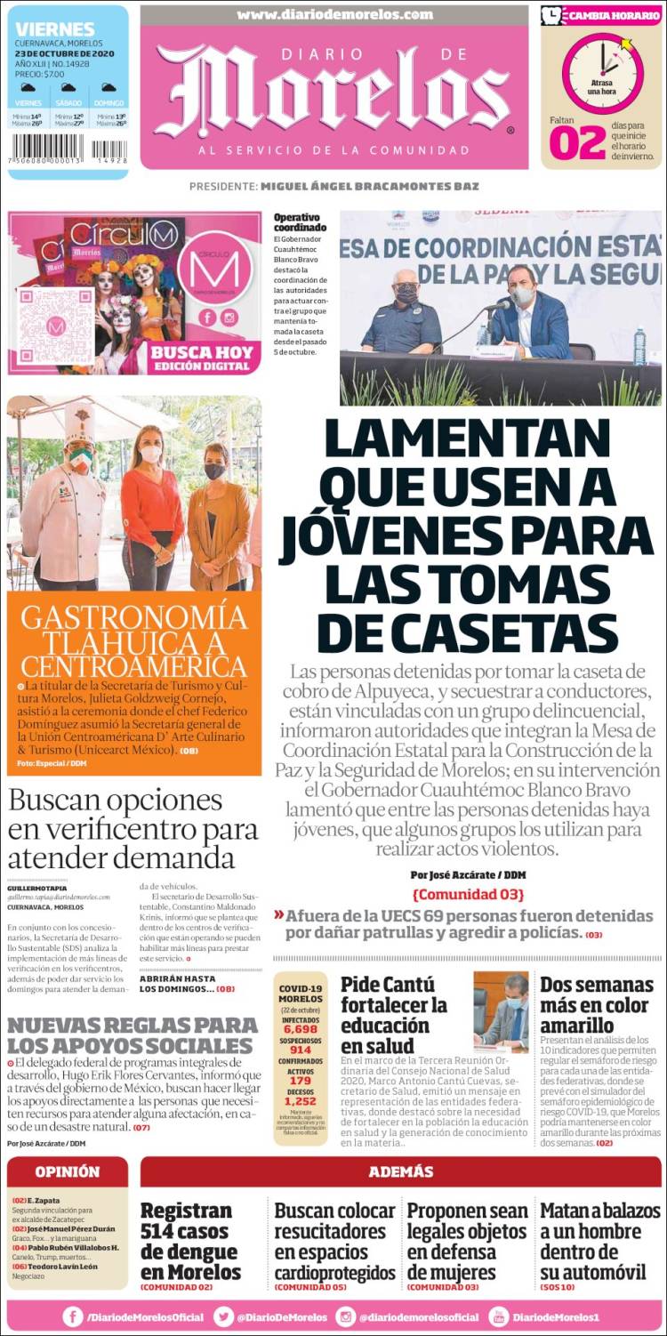Portada de Diario de Morelos (México)