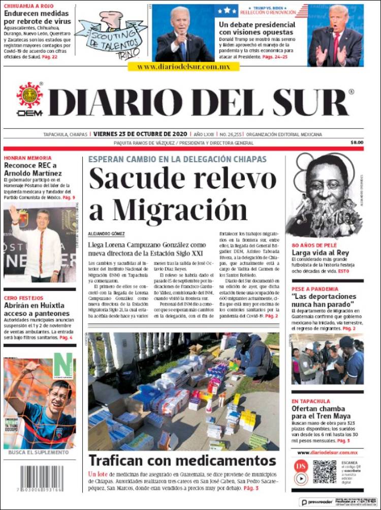Portada de El Diario del Sur (México)