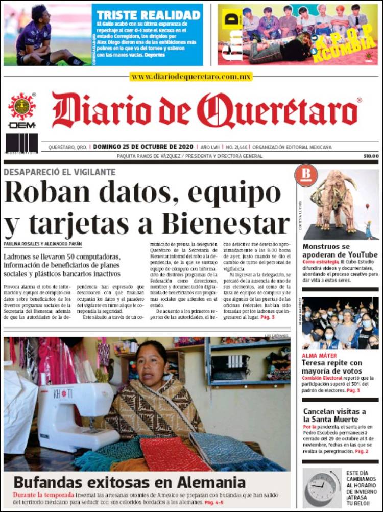 Portada de Diario de Querétaro (México)