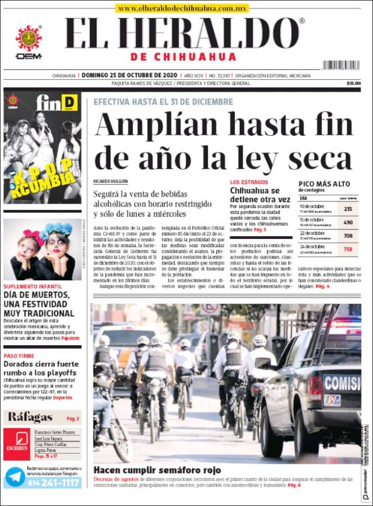 Portada de El Heraldo de Chihuahua (México)