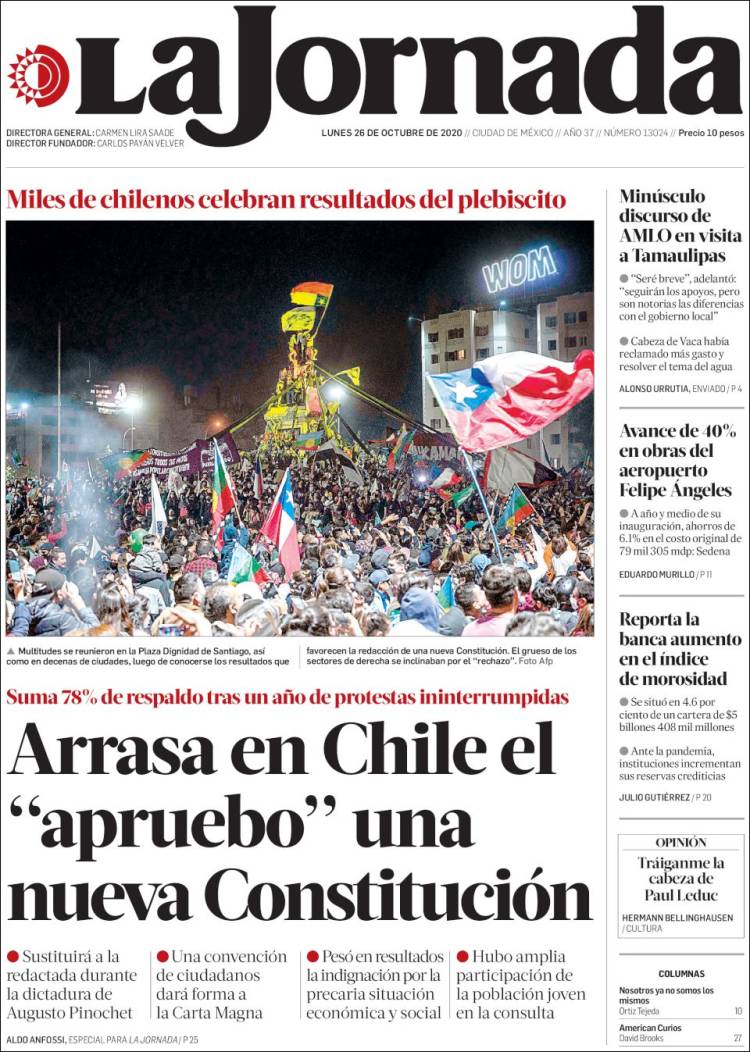 Portada de La Jornada (México)