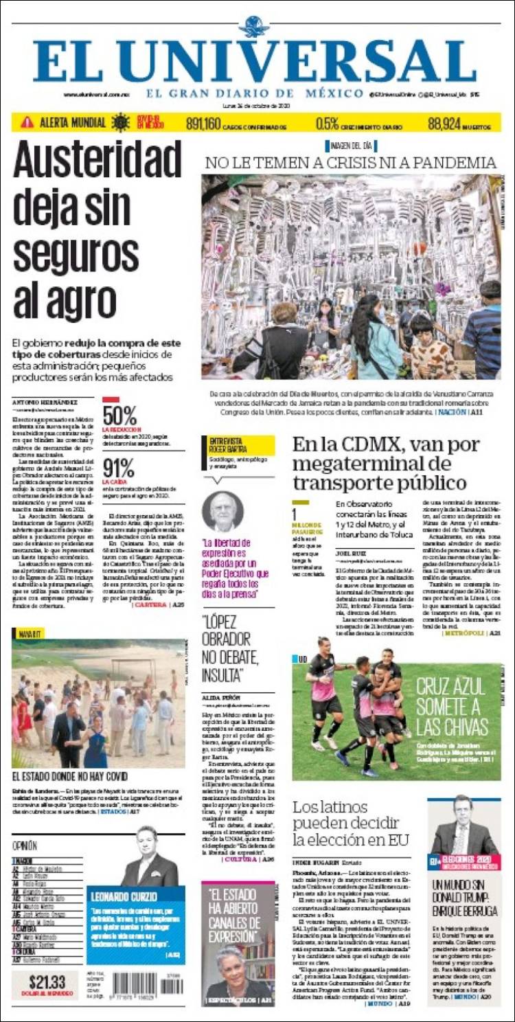 Portada de El Universal (México)