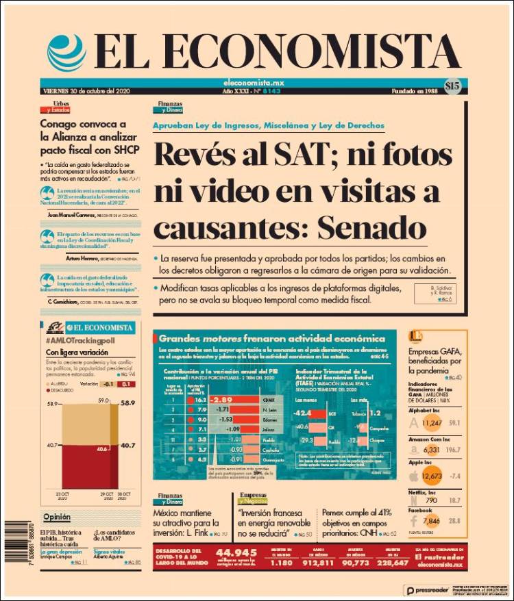 Portada de El Economista (México)