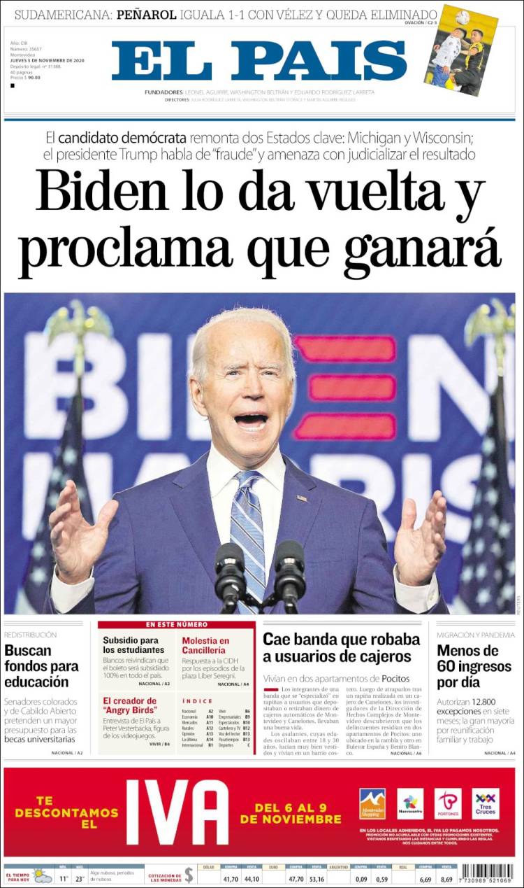 Portada de El País (Uruguay)