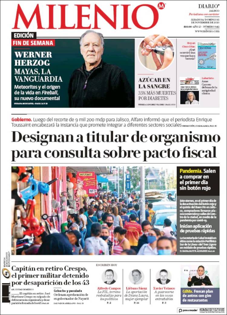 Portada de Milenio - Jalisco (México)