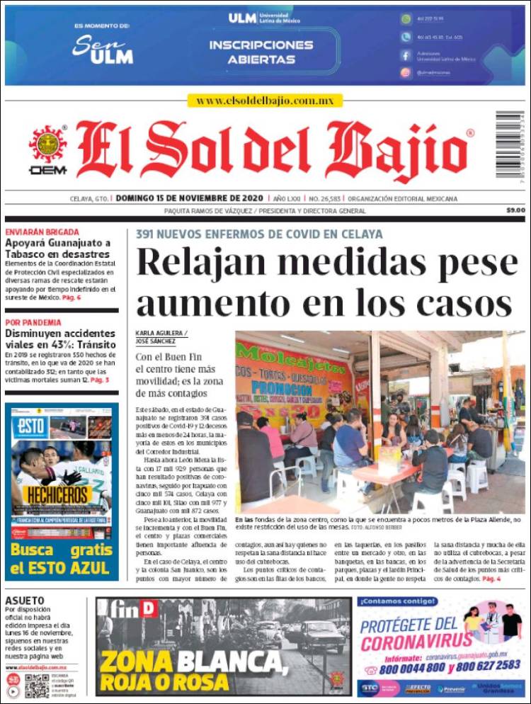Portada de El Sol del Bajio (México)