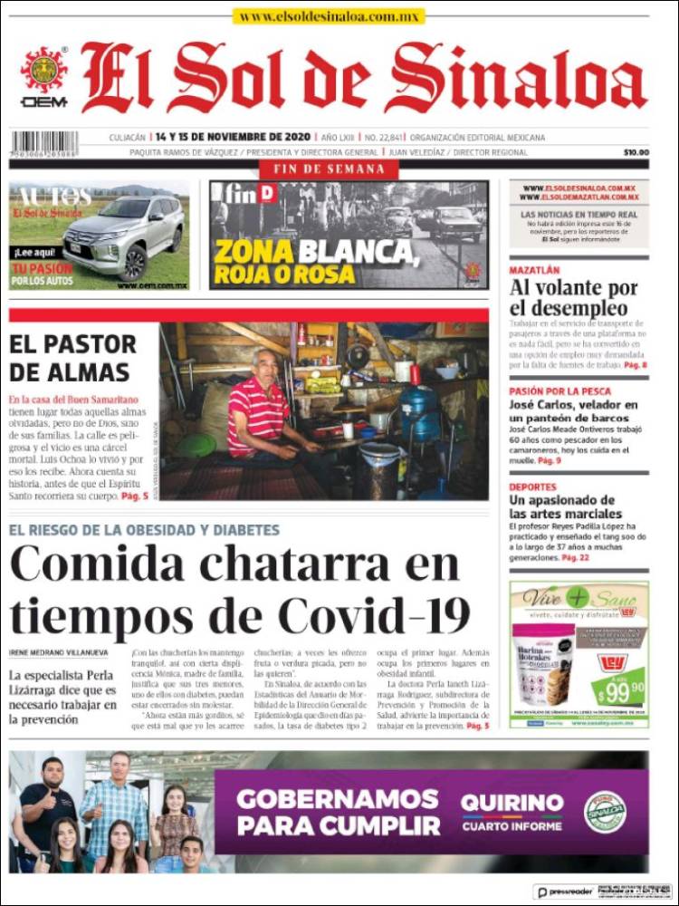 Portada de El Sol de Sinaloa (México)