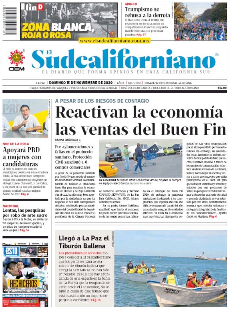 Portada de El Sudcaliforniano (México)